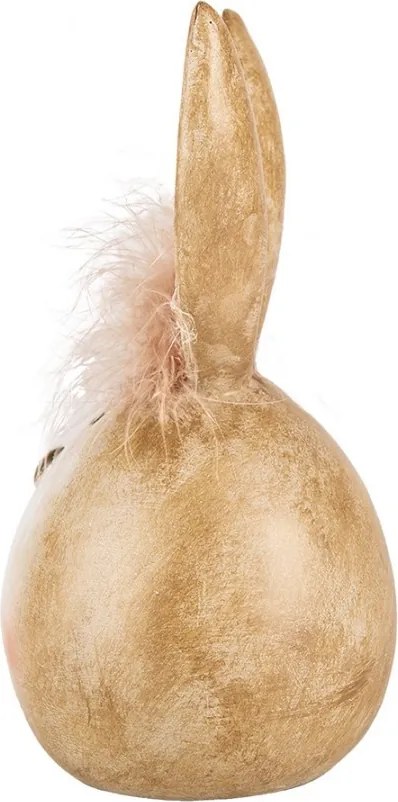 Béžová dekorácia králičia hlava s pierkovou čupřinkou - Ø 11*21 cm