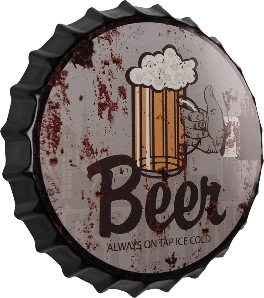 Nástenná guľatá ceduľa Beer - Ø 33 cm