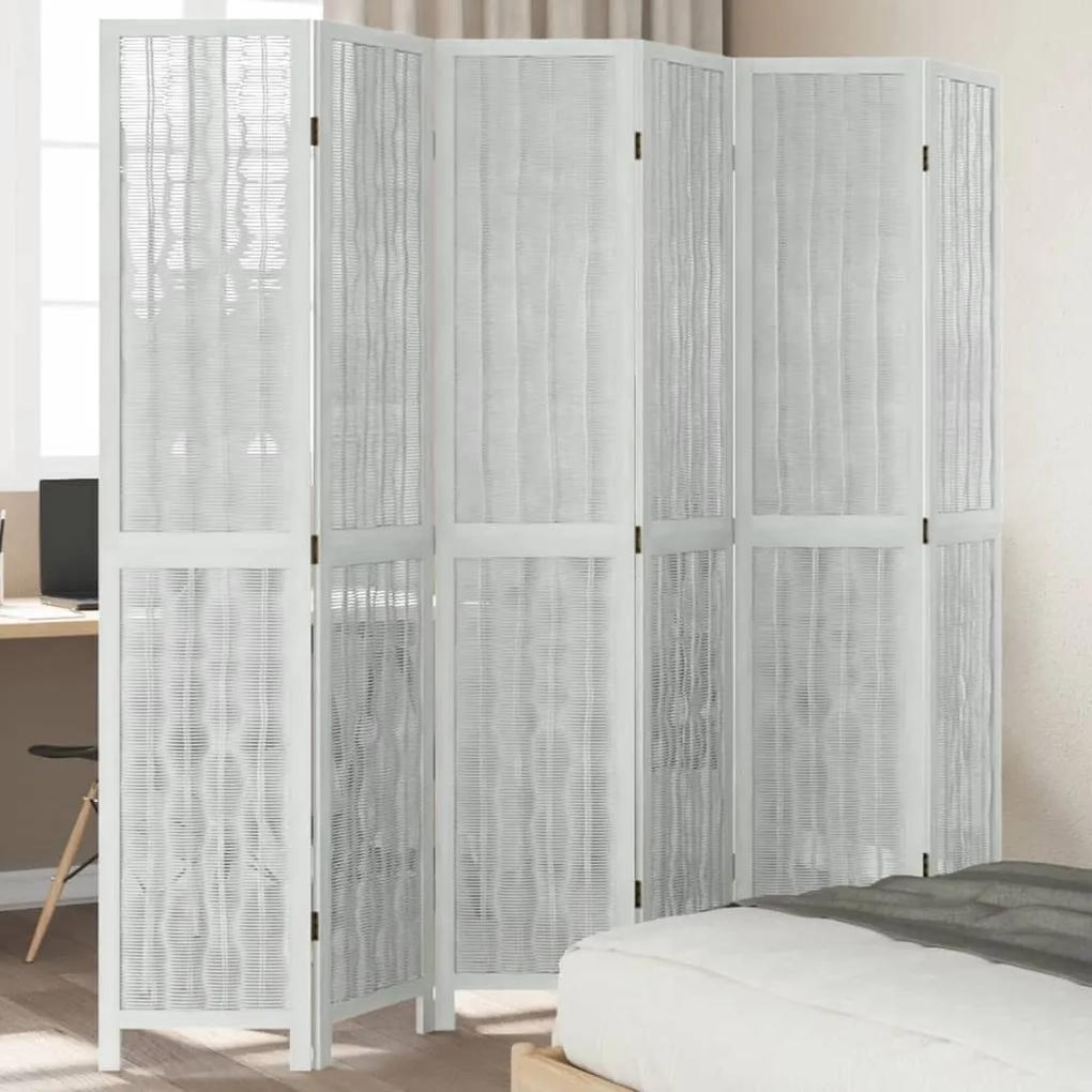 Paraván 6 panelov biely masívne drevo paulovnie 358683