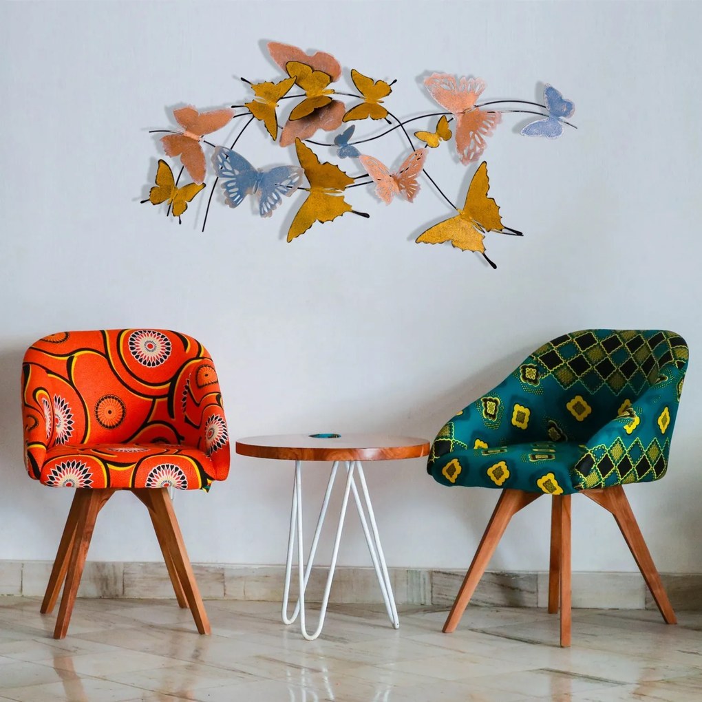 Nástenná kovová dekorácia Motýle viacfarebná