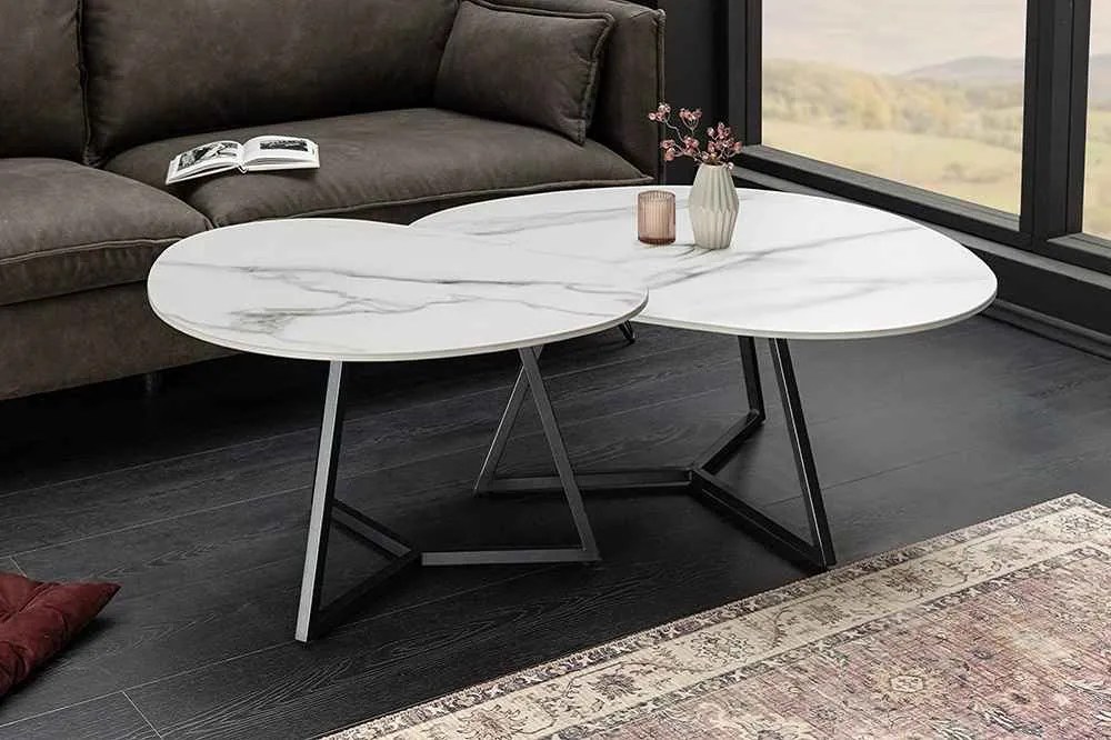 Keramický konferenčný stolík Paquita 70 cm biely