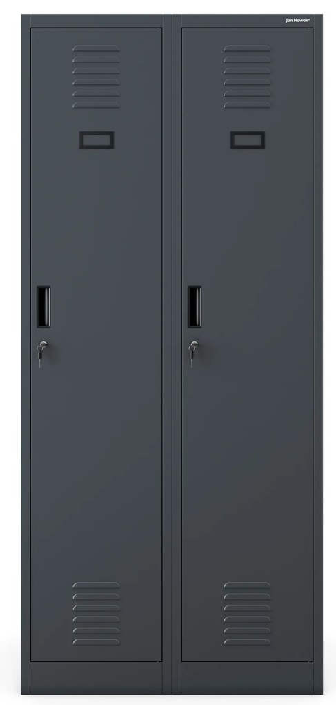 Kovová šatňová dvojmodulová skriňa s medzistenou KACPER, 800 x 1800 x 500 mm, antracitová