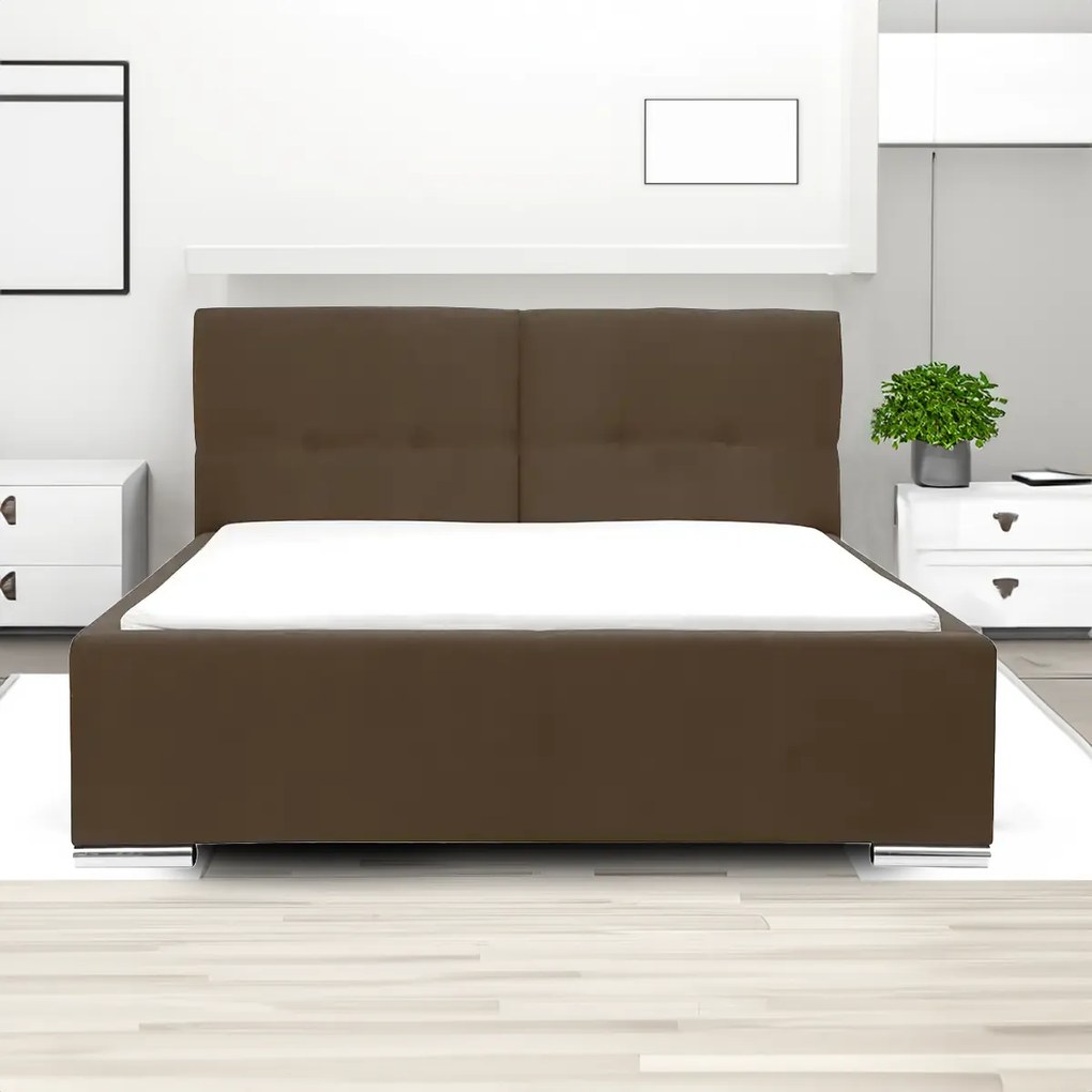 Čalúnená posteľ s úložným priestorom a matracom FELIX 160 x 200 cm Hnědý