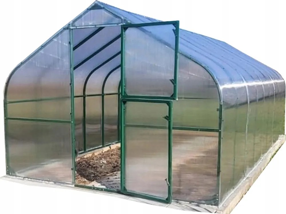 Polykarbonátový Skleník Tunel 18M2 300X600 Ptf Poľsko Hliníková Zelená