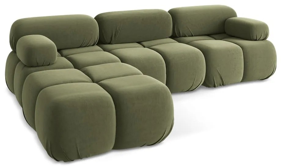 Svetlozelená zamatová modulárna rohová pohovka Lokua – Makamii