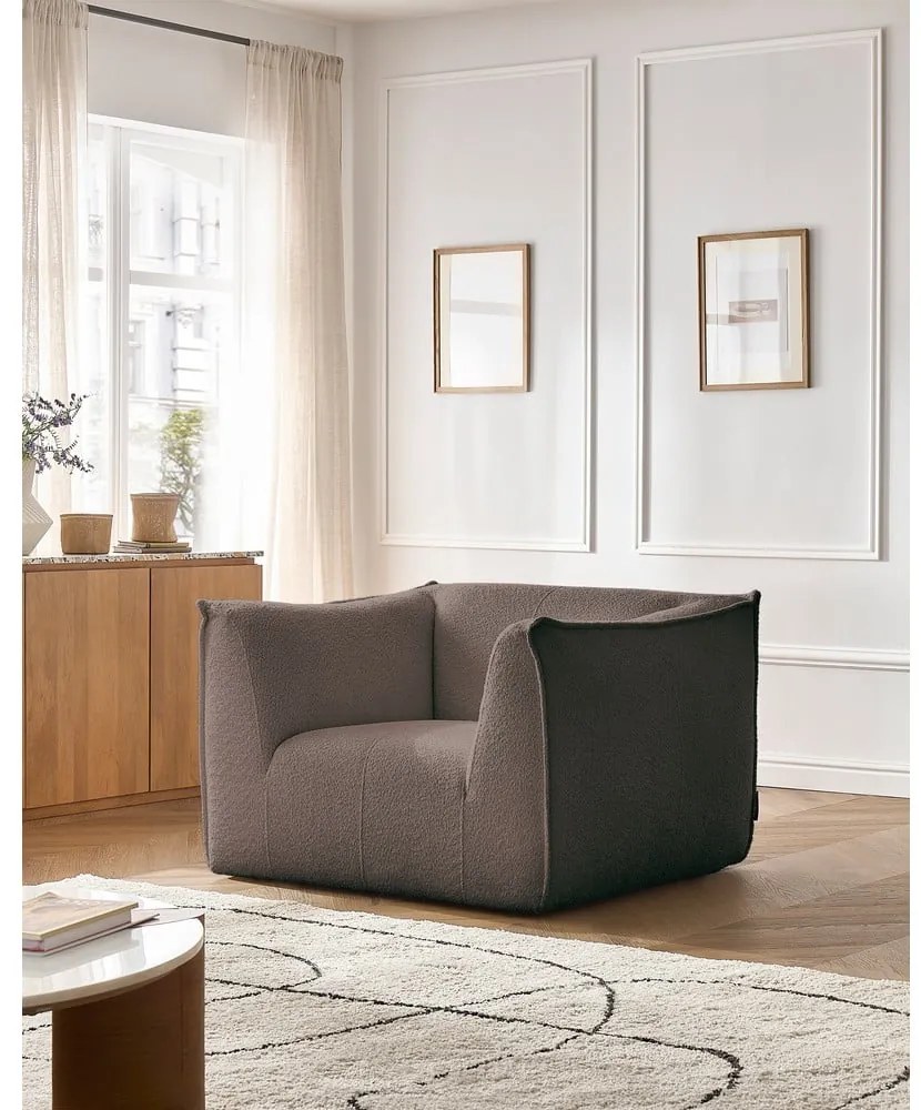 Hnedé kreslo z textílie buklé Giorgia – Bobochic Paris