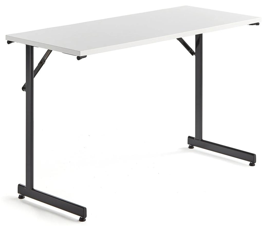 Rokovací stôl Claire, 1200x500 mm, biely laminát/čierna