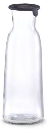 Zeller Present Sklenená fľaša na mlieko / olej / aviváž s čiernym silikónovým viečkom, 1 l