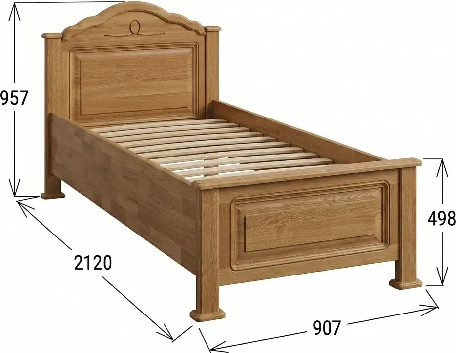 Dubová jednolôžková posteľ s oblúkom CA, 80/90 x 200 cm 80 cm