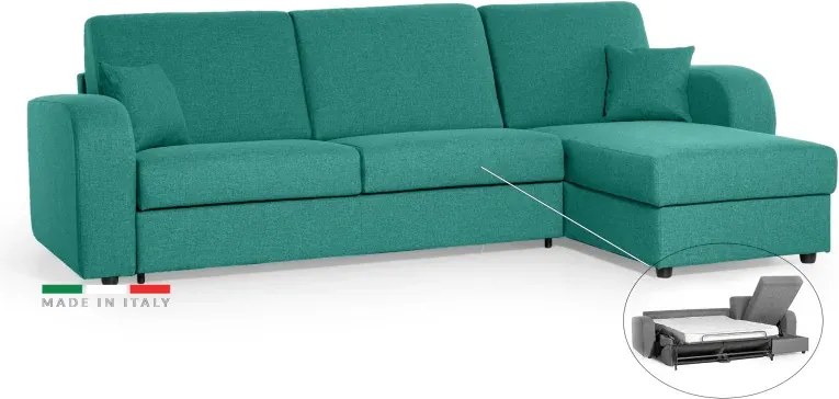 Rohová sedacia súprava na každodenné spanie LIVORNO s rozkladom, tyrkysová (penelope 18), 140