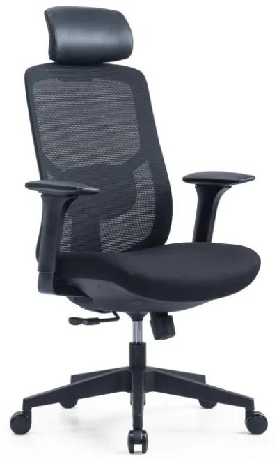 Kancelárska ergonomická stolička PYLON — látka, čierna / viac farieb Čierna S podhlavníkom