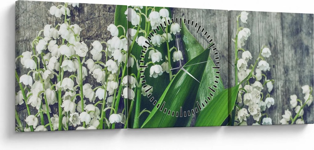Obraz konvaliniek (s hodinami) (90x30 cm)