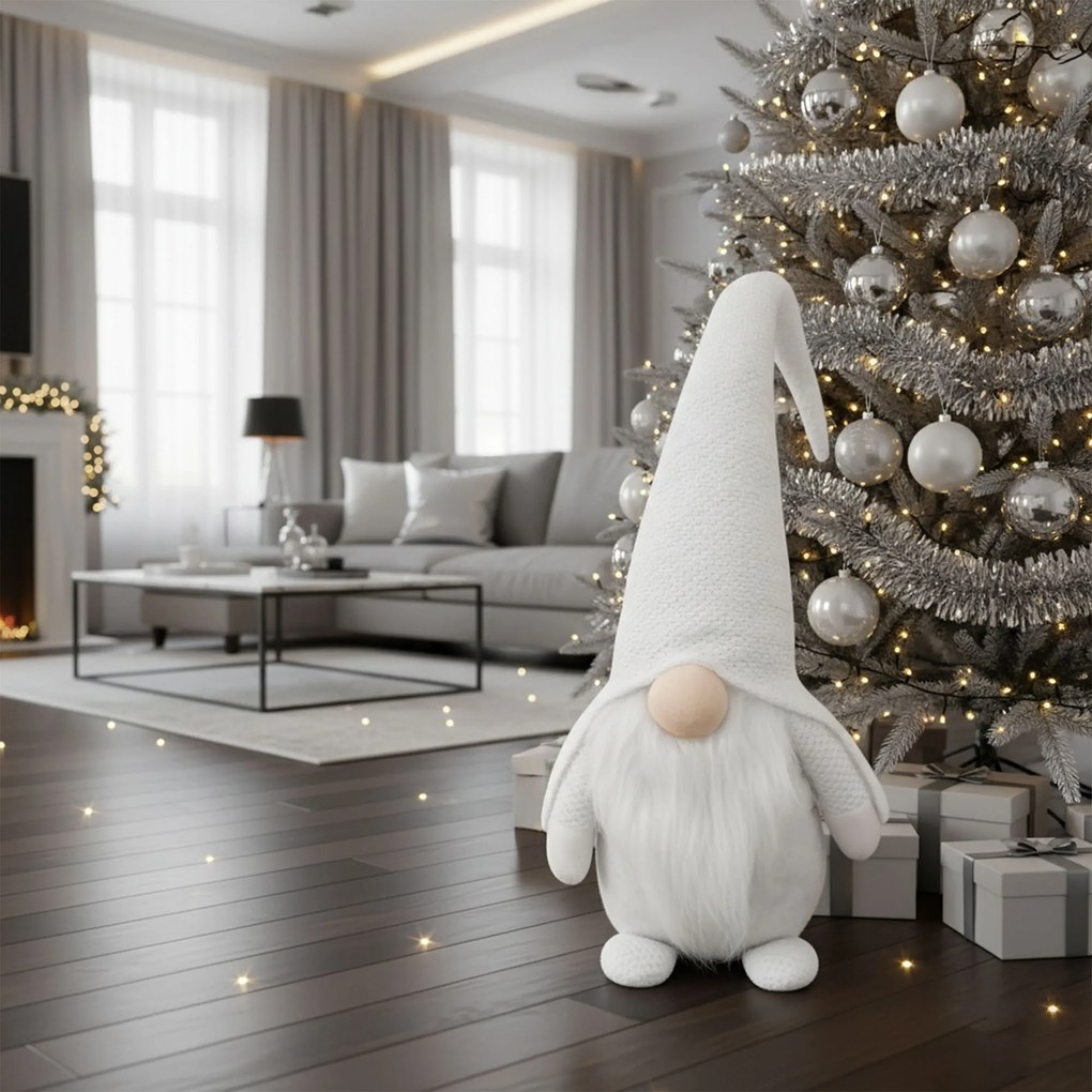 Vianočný škriatok ELF 068 - 50 cm biely