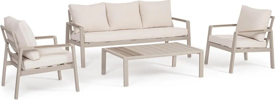 Béžová hliníková záhradná lounge súprava pre 5 Elna – Bizzotto