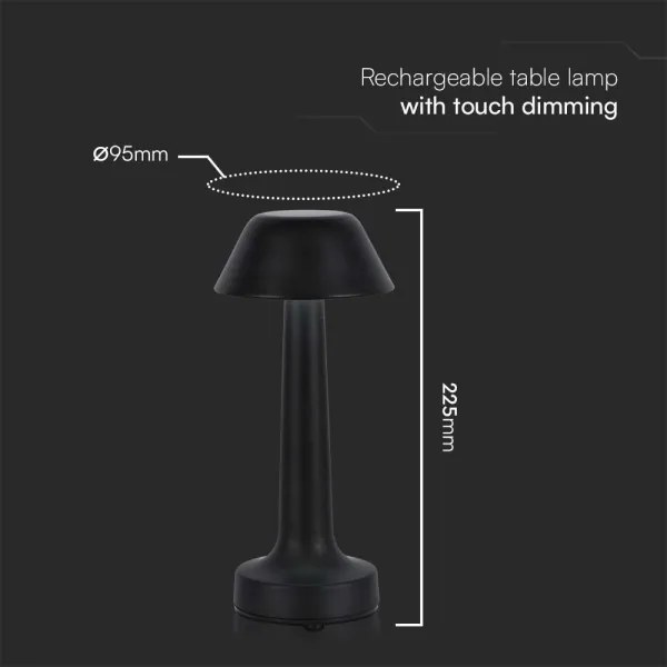 LED Stmievateľná nabíjacia stolná lampa LED/1W/5V 3000-6000K čierna