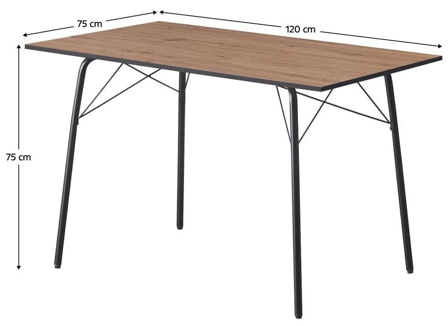Tempo Kondela Jedálenský stôl, dub artisan/čierna, 120x75x75 cm, NALAK TYP 2