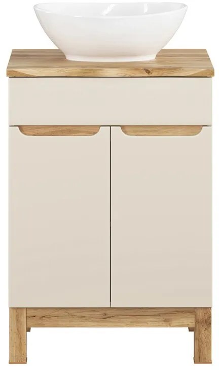 Koupelnová skříňka Bali Nature Lola s deskou a umyvadlem 60 cm kašmírová/dub wotan