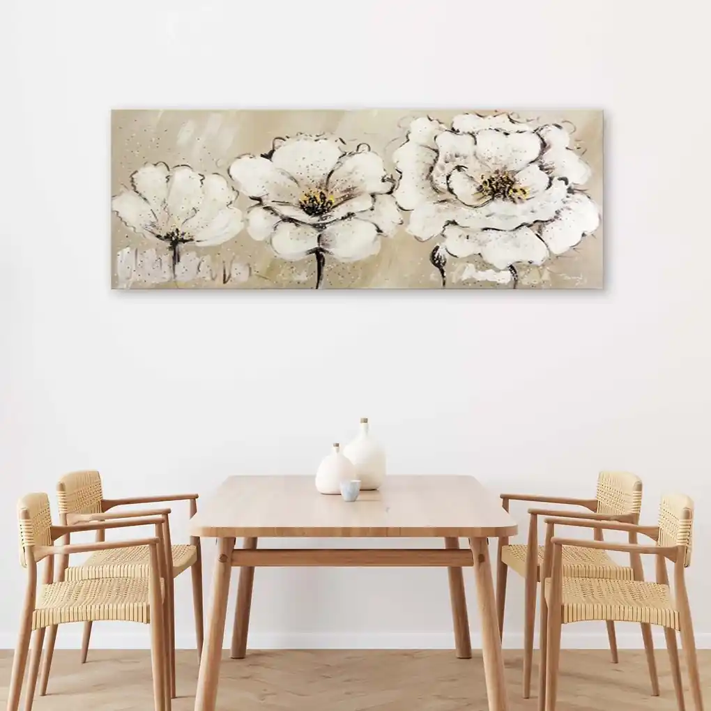 Gario Obraz na plátne Tri biele kvety Rozmery: 90 x 30 cm | BIANO