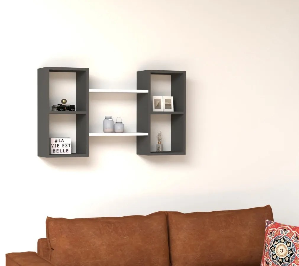 Nástenná polica BAMBI biela/antracit