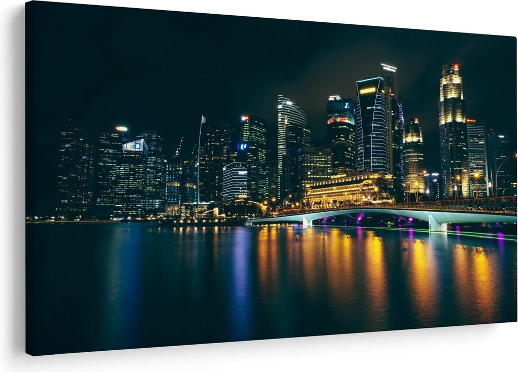 Obraz nočného Singapuru (90x60 cm)