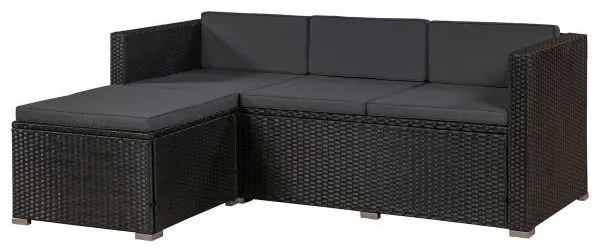 InternetovaZahrada Záhradný ratanový set Punta Cana L - čierny/antracit podušky