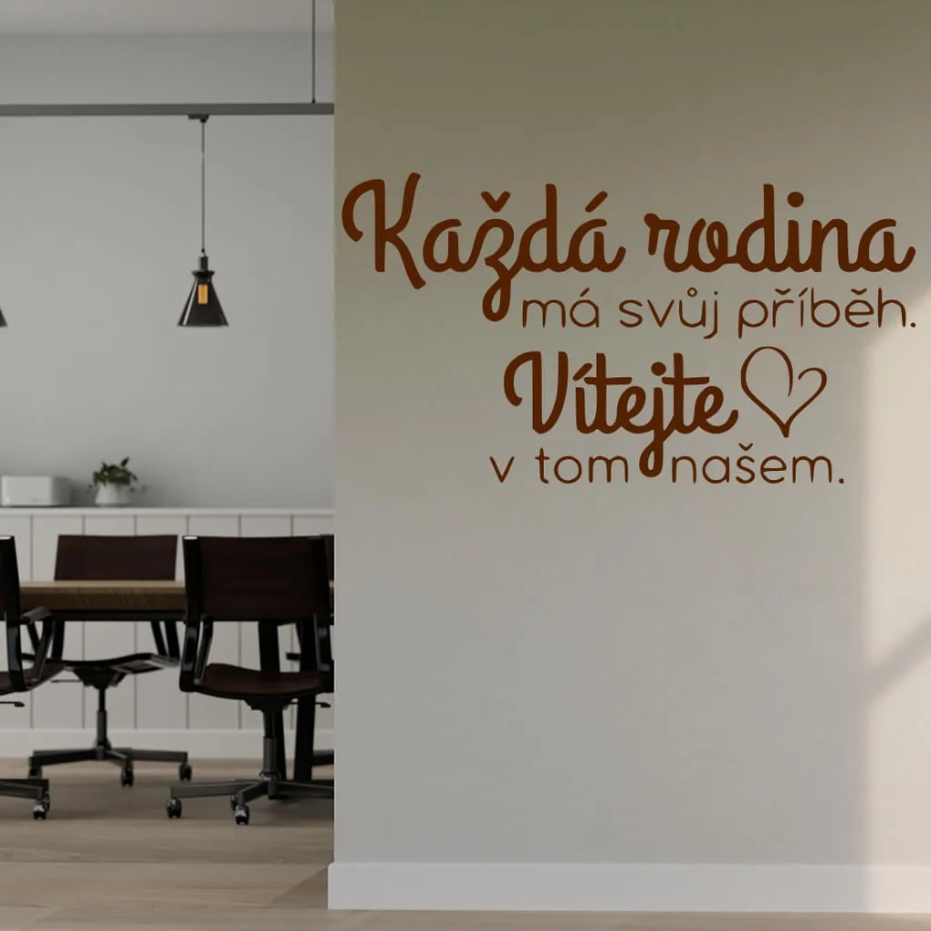 Veselá Stena Samolepka Každá rodina má svoj príbeh Farba: oranžová, Veľkosť: 80 x 45 cm
