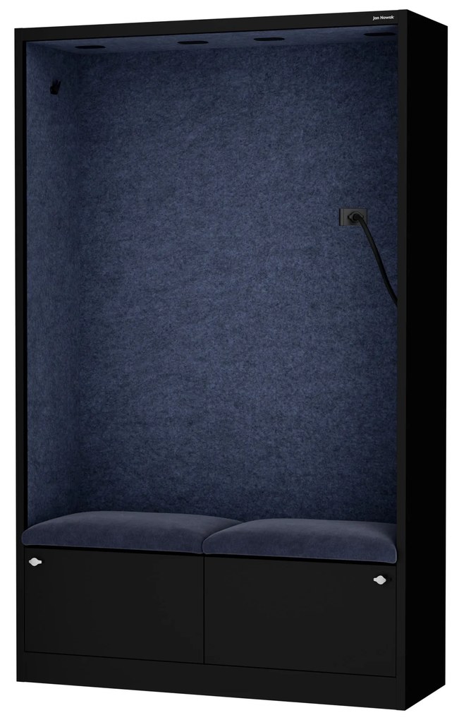Akustická kabína SALLY MentalBox 1150 mm – čierny korpus, tmavomodré sedadlo