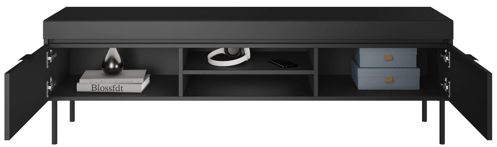 TV skrinka Sentia 157 na kovových nohách - čierna / čierna