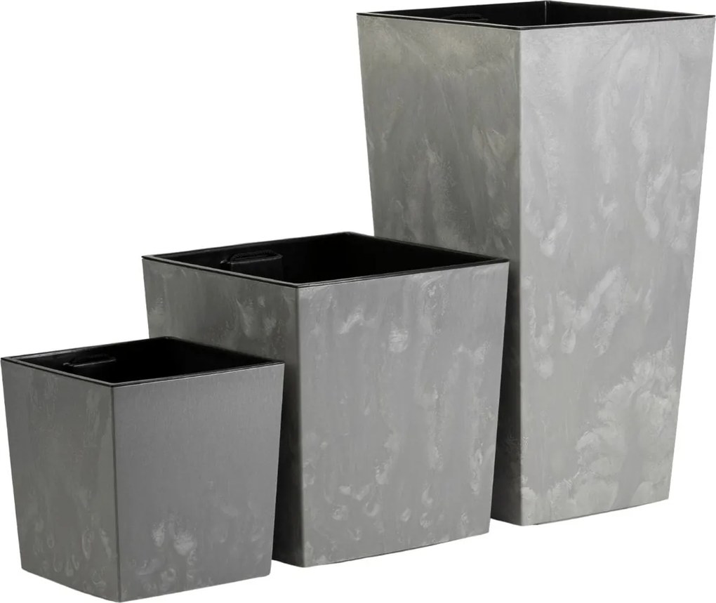 PLASTOVÝ KVETINÁČ PORTO 75X39,5X39,5 CM IMITÁCIA BETÓNU SIVÁ