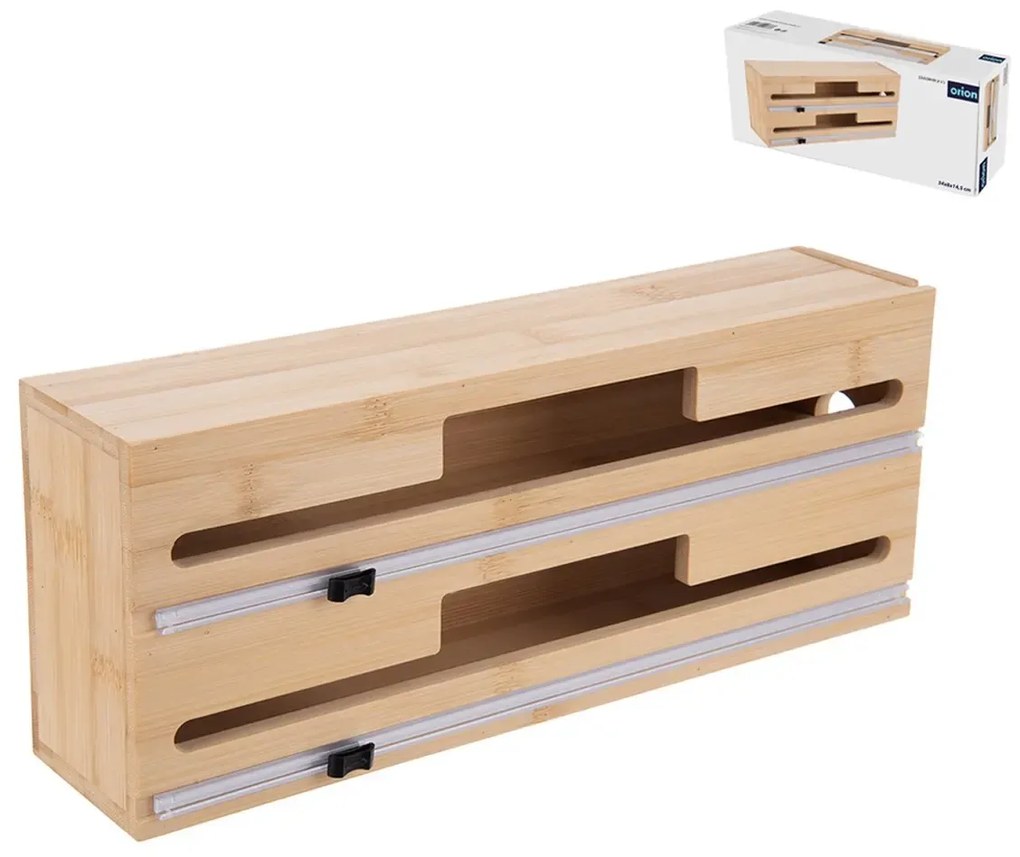 Orion Rezačka a držiak na alobal, fóliu - bambusový na 2 role, jazdec na rezanie