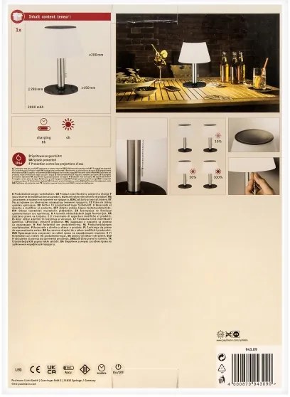 Paulmann 94309 - LED/0,8W IP44 Stmievateľná solárna lampa LILLESOL 3,7V