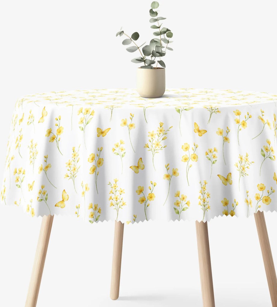 Goldea okrúhly teflónový obrus - žltá lúka Ø 130 cm