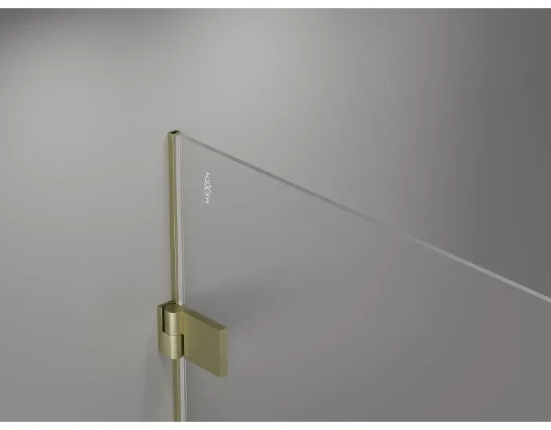 Mexen Lunar-B Duo, výklopný sprchový kút 100 x 95 cm, 8mm číre sklo, zlatý matný profil, 832-100L-095P-55-00