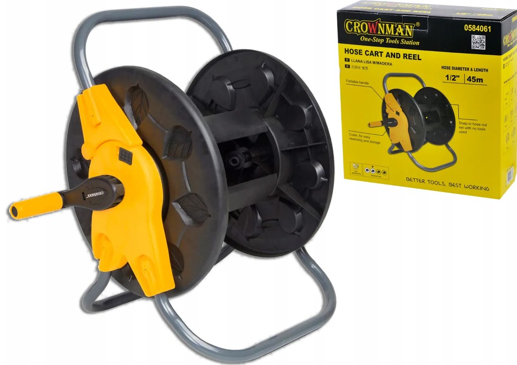 CROWNMAN Navíjací stojan na záhradnú hadicu 45m