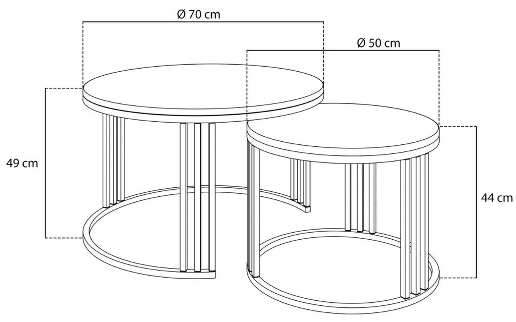 OKRÚHLY KONFERENČNÝ STOLÍK 2v1 LEONARDO 2 ČIERNY LESK / ZLATÝ