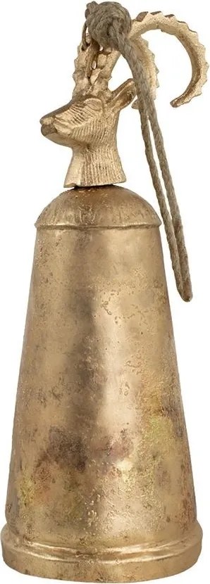 Zlatý kovový zvonček Kozorožec 20cm - 7,5 * 7,5 * 20cm