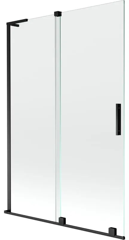 Mexen Velar L, 2-krídlová posuvná vaňová zástena 120 x 150 cm, 8mm číre sklo, čierna matná, 896-120-003-01-70