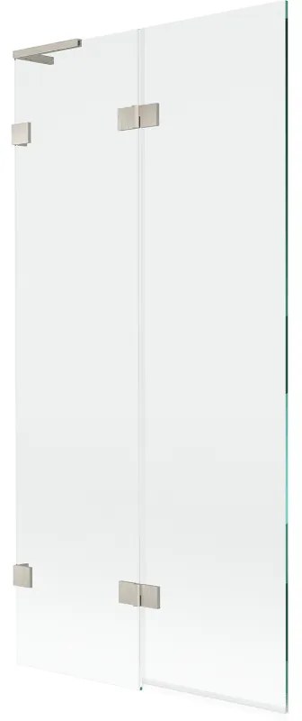 Mexen Lunar L, 2-krídlová vaňová zástena ľavá 90 x 150 cm, číre sklo, brúsená oceľ, 897L-090-100-97-00-L