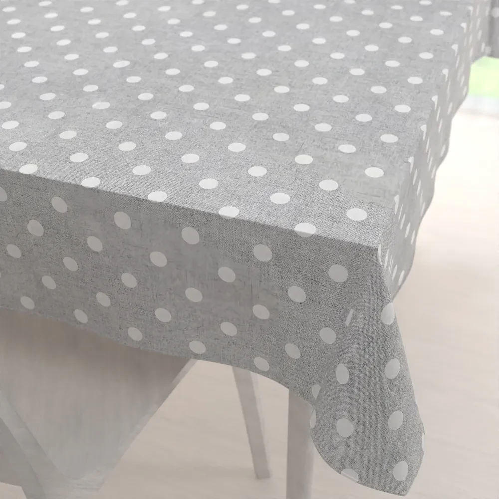 Biante Dekoračný obdĺžnikový obrus Porto PRT-018 Biele bodky na sivom režnom 130x220 cm