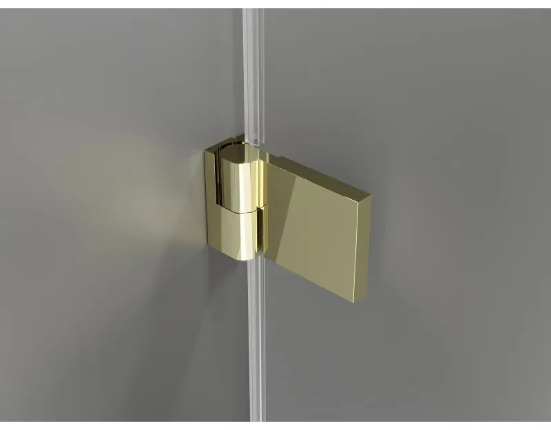 Mexen Lunar-B Duo, výklopný sprchový kút 90 x 90 cm, 8mm číre sklo, zlatý profil, 832-090L-090P-50-00