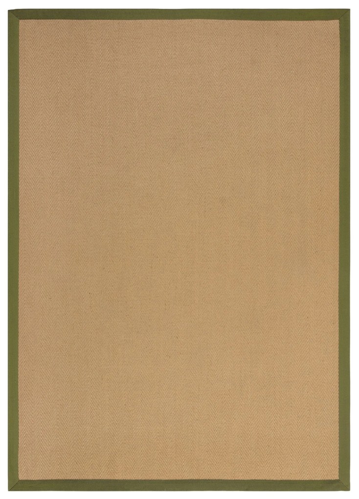 Kusový koberec Herringbone Border Kira Green, 200x290, béžová, chodba / predsieň, Flair Rugs
