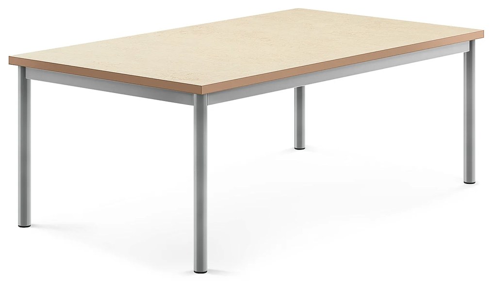 Stôl SONITUS, 1400x800x500 mm, linoleum - béžová, strieborná