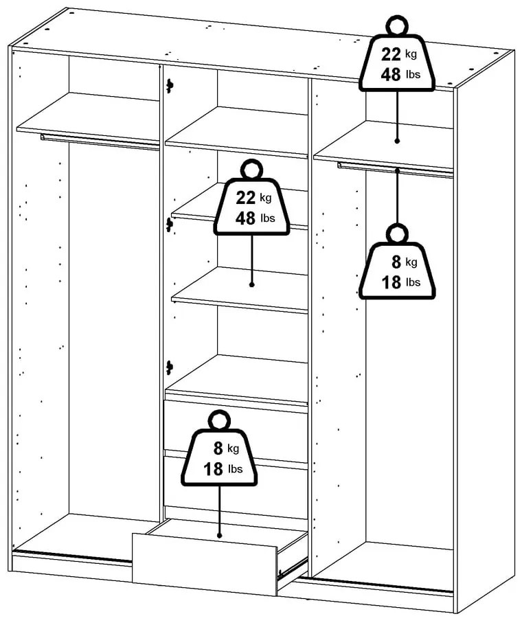 Šatníková skriňa v dekore duba s posuvnými dverami v prírodnej farbe 177x200x60 cm Naia – Tvilum