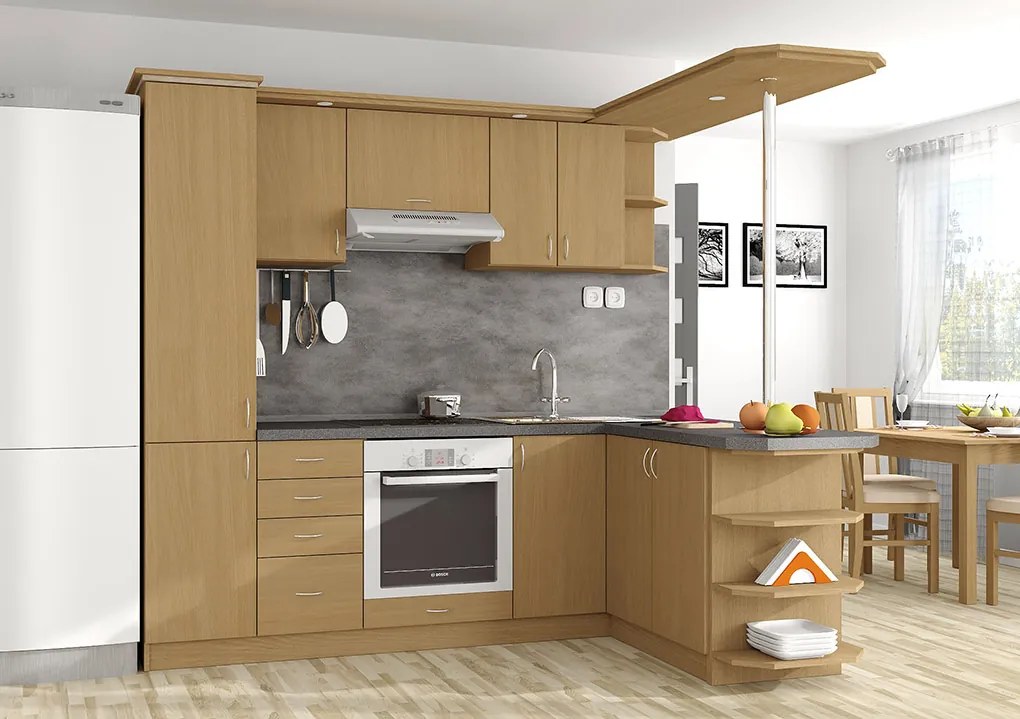 Nabytekmorava Kuchyna s ostrovčekom Bára C farba kuchyne: dub sonoma tmavá, pracovná doska: s pracovnou doskou