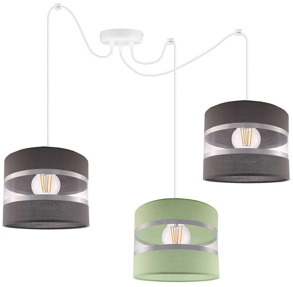 Závesné svietidlo Elegance Spider, 3x textilné tienidlo (mix 8 farieb), w