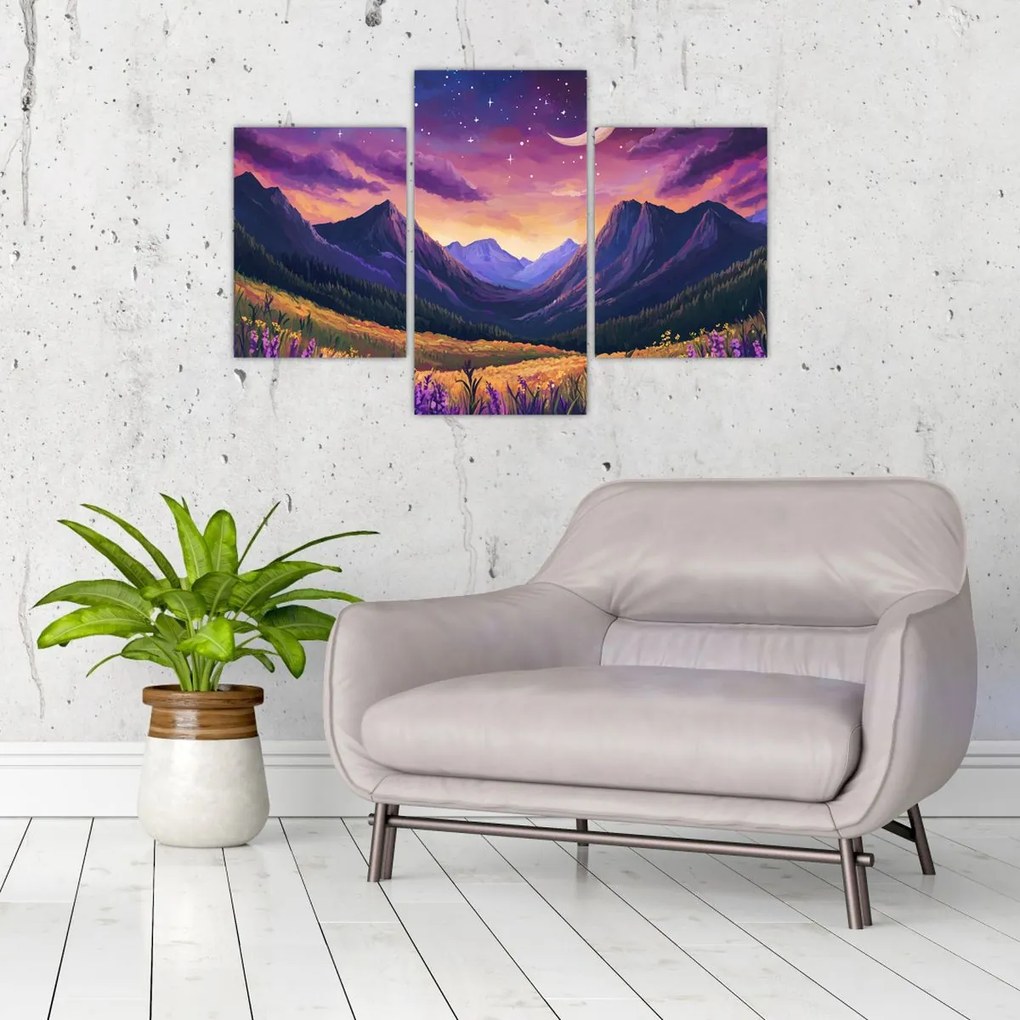 Obraz - Fialová krajina (90x60 cm)