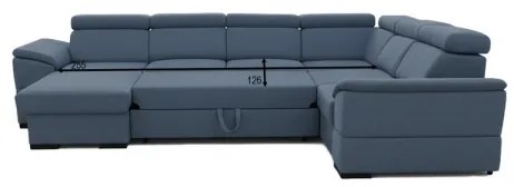 Rozkladacia sedacia súprava s univerzálnym rohom do U s úložným priestorom GRANADA modrá