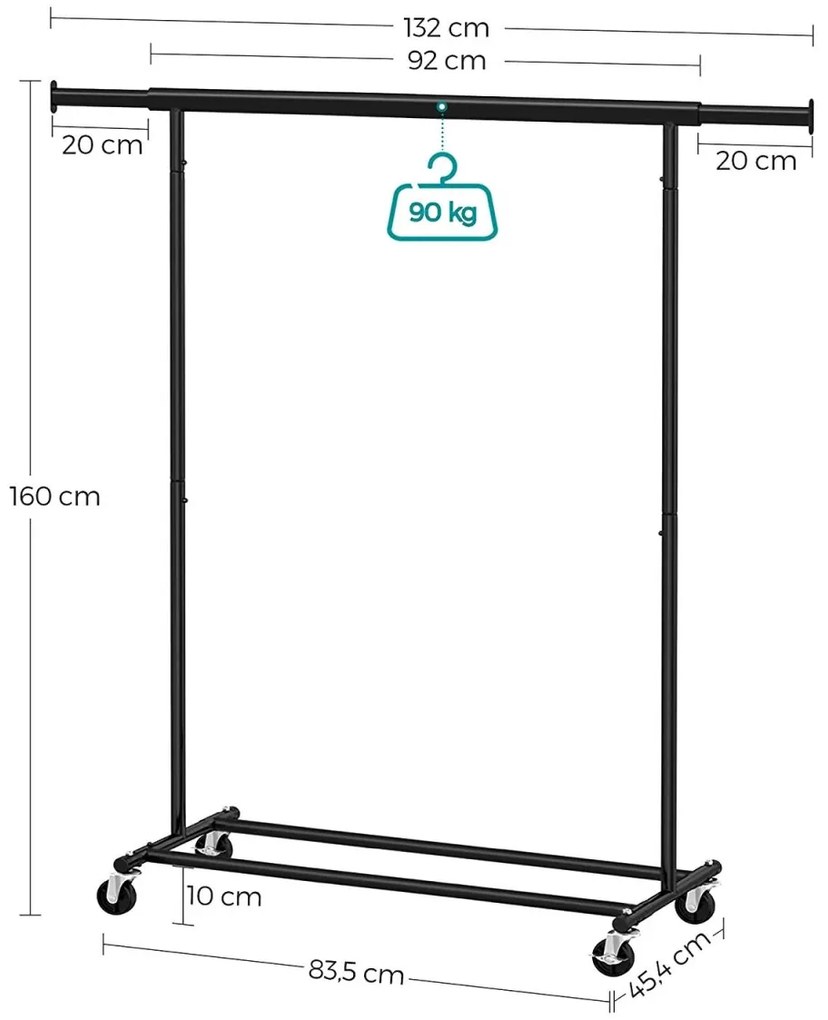 Stojan na kolieskach TAHIR čierny