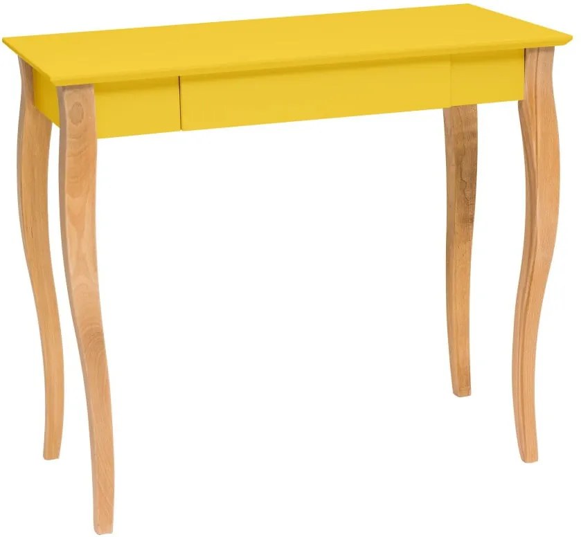 Žltý písací stôl Ragaba Lillo, dĺžka 85 cm
