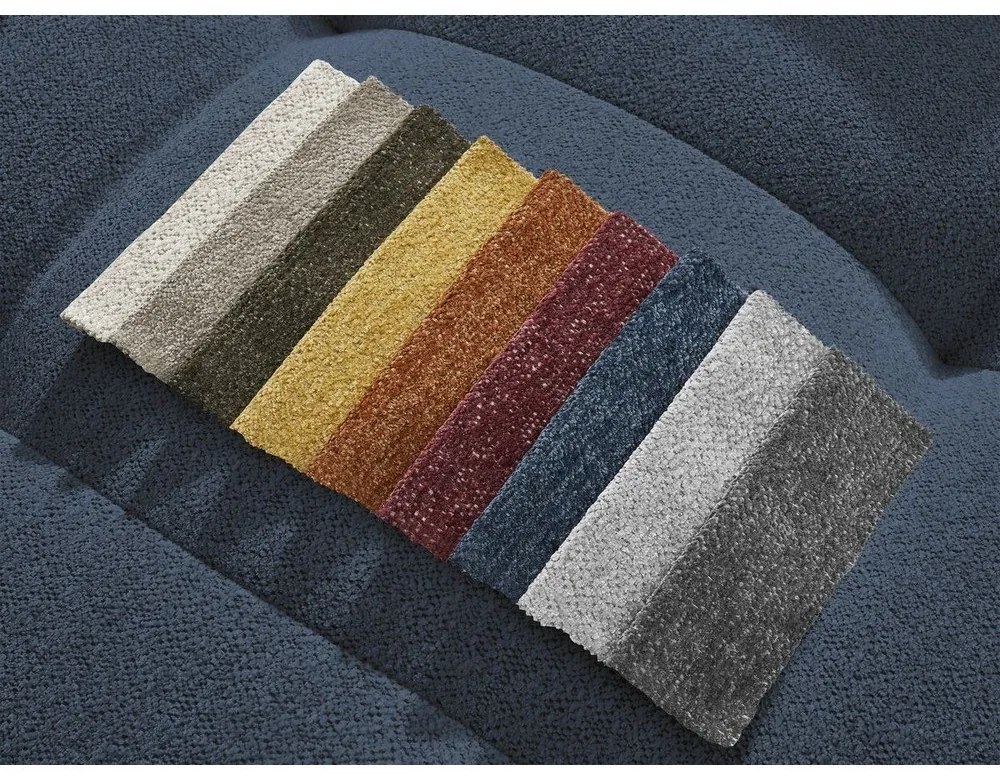 Modrá ženilková rozkladacia/s úložným priestorom rohová pohovka (pravý roh/s leňoškou) Roxelane – Bobochic Paris